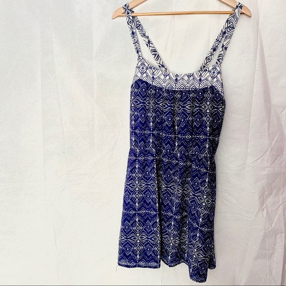 Navy blue & white cross back summer dress size xl - Picture 1 of 8